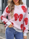 Coquette Ribbon Motif Crewneck Sweater - White
