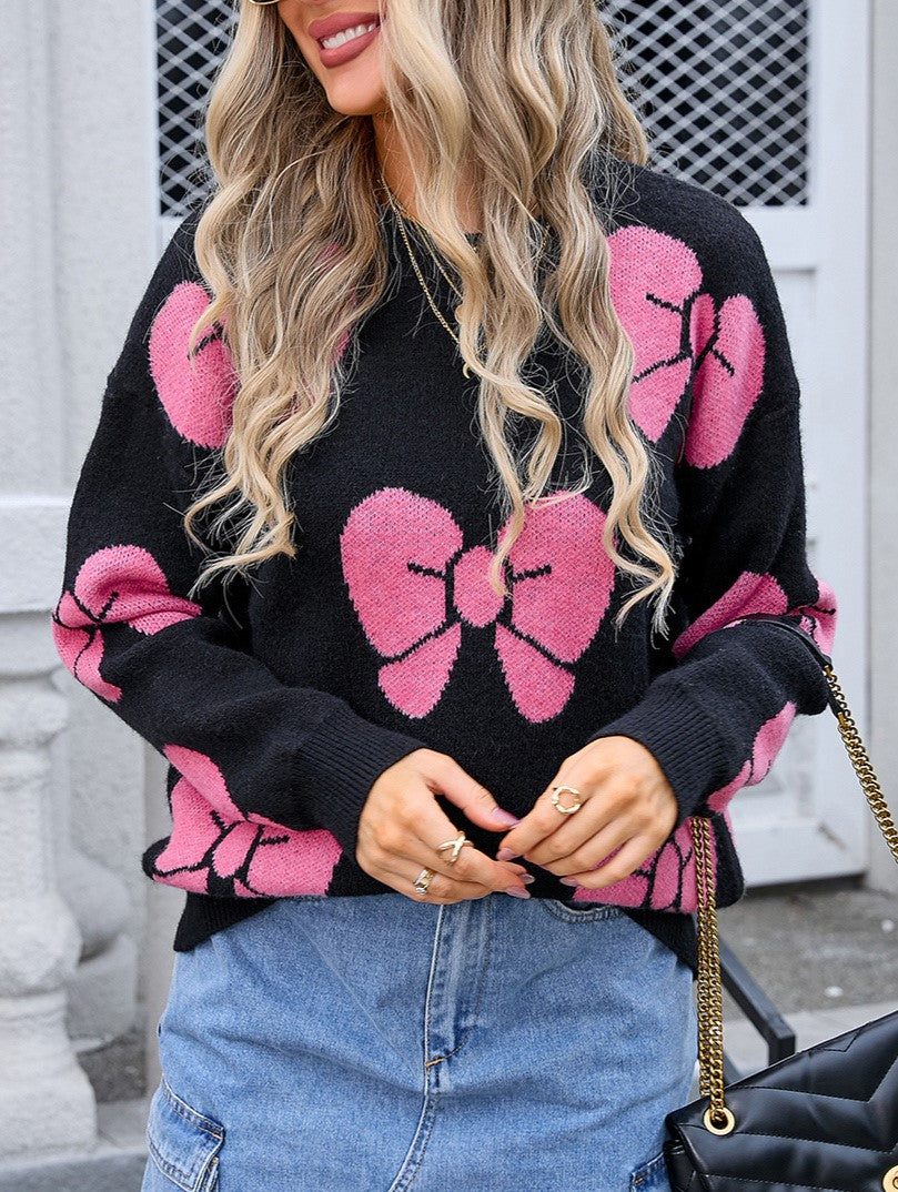 Coquette Ribbon Motif Crewneck Sweater - view 1