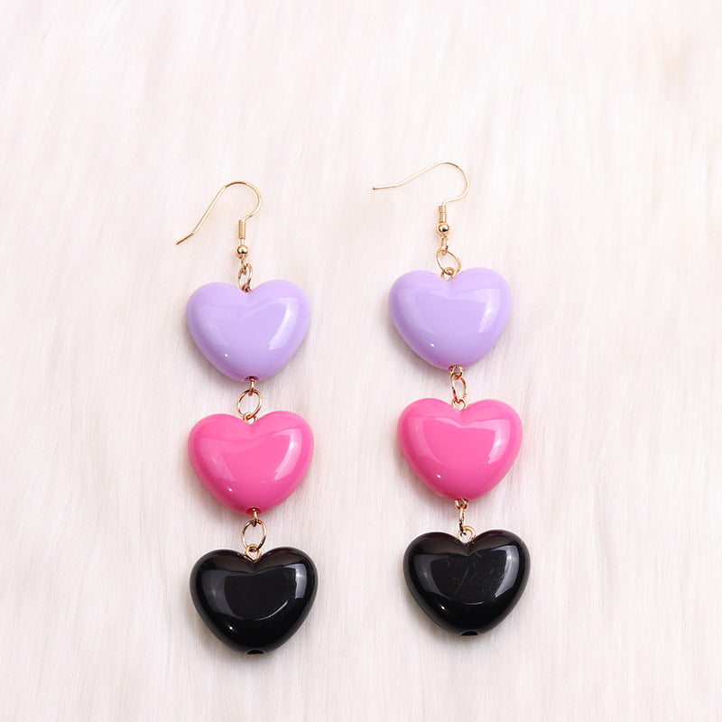 Stacked Candy Heart Drop Earrings - Color_1