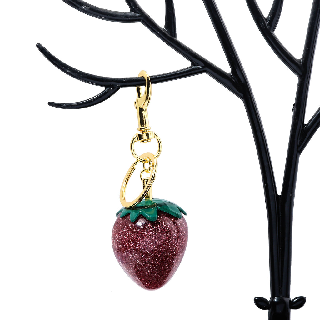 Oversized Sparkle Strawberry Keyring Charm - view 1