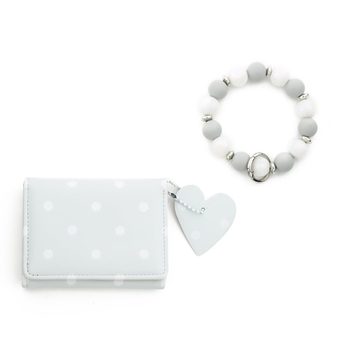 Dotted Mini Trifold Wallet with Beaded Wristlet - Blue