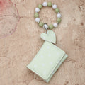 Dotted Mini Trifold Wallet with Beaded Wristlet - Green