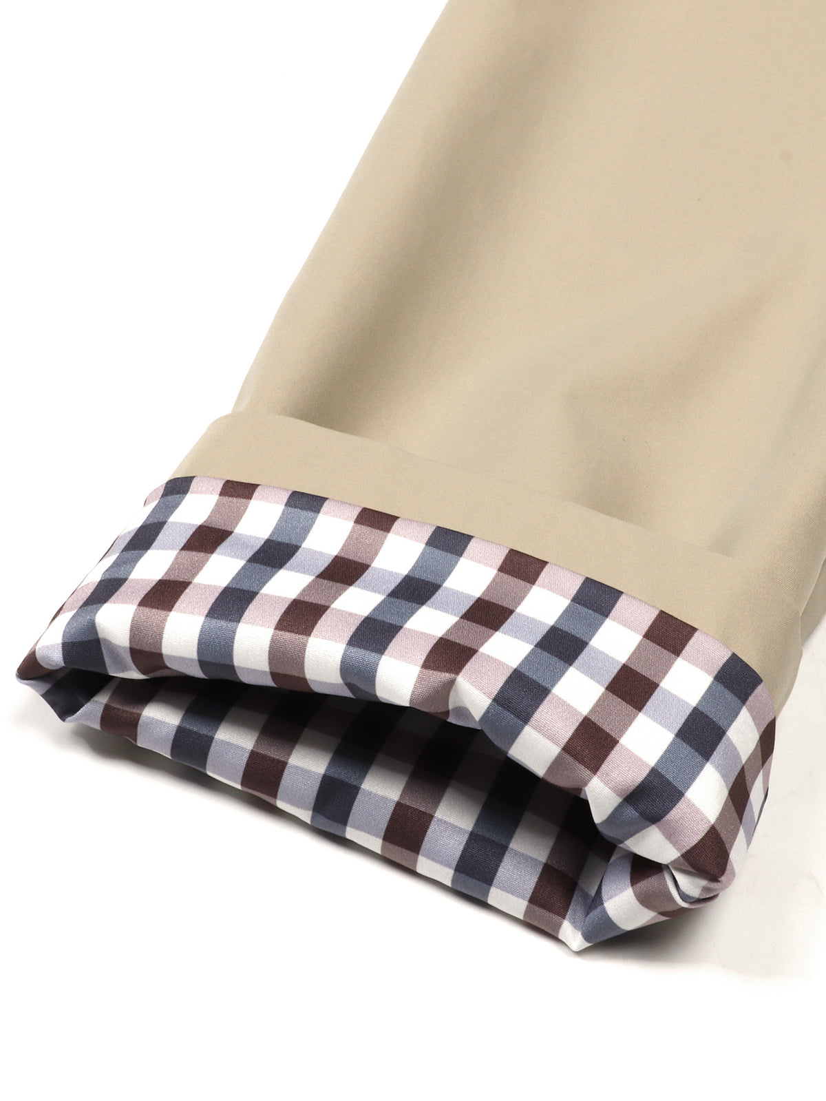 Ruffle Collar Button Front Jacket With Gingham Cuffs - Khaki - 5