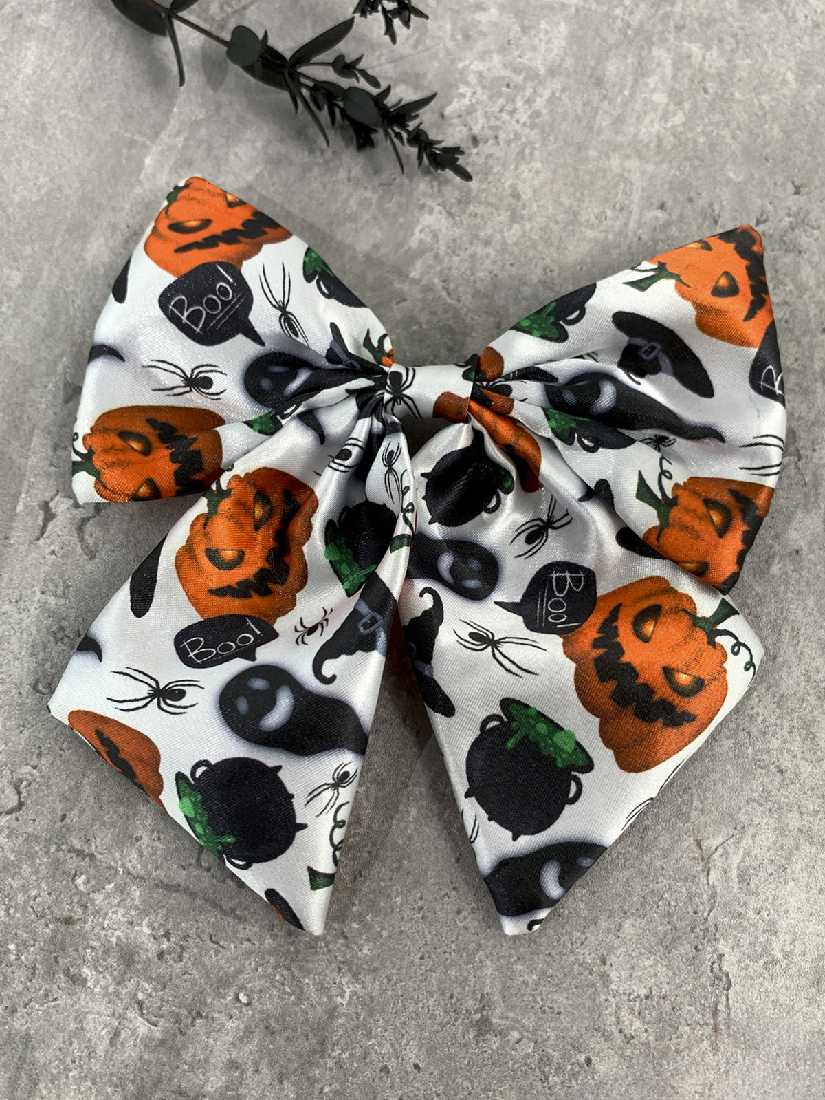 Halloween Print Satin Hair Bow Clip - NO_10