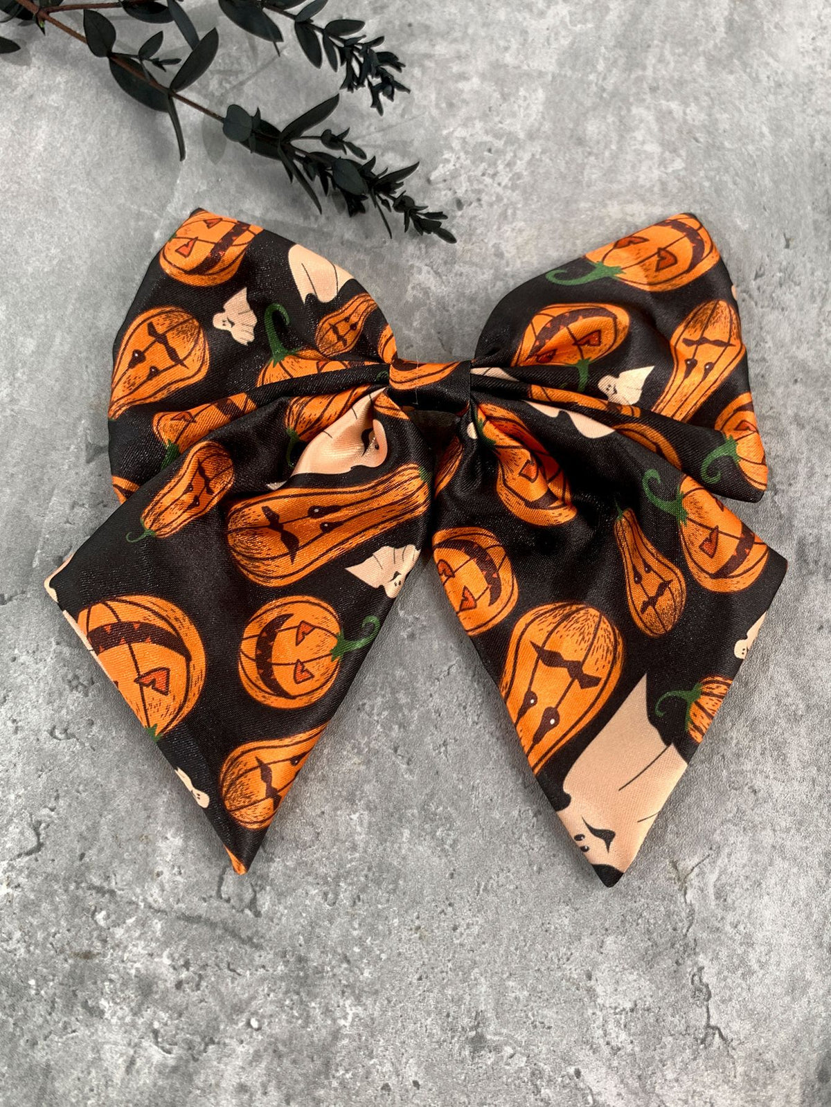 Halloween Print Satin Hair Bow Clip - NO_11