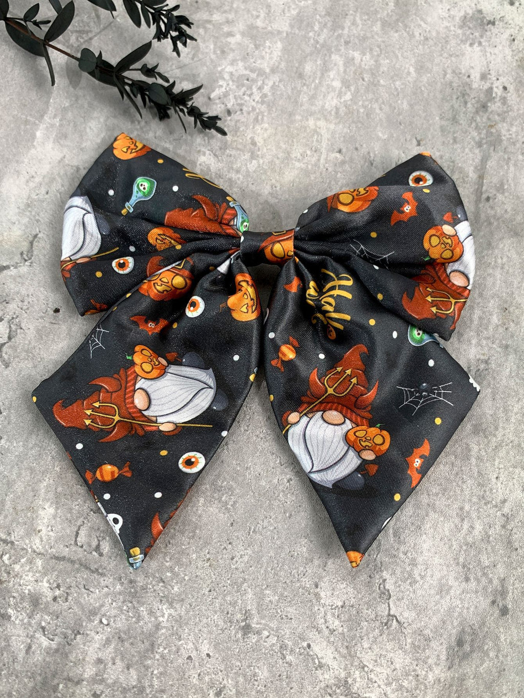 Halloween Print Satin Hair Bow Clip - NO_8