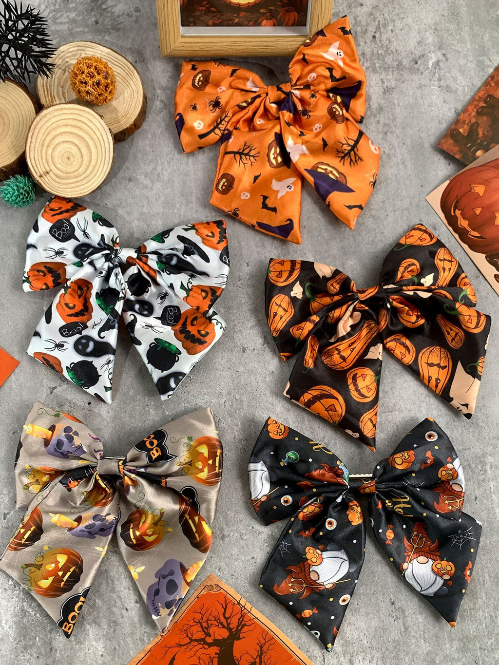 Halloween Print Satin Hair Bow Clip - view 1
