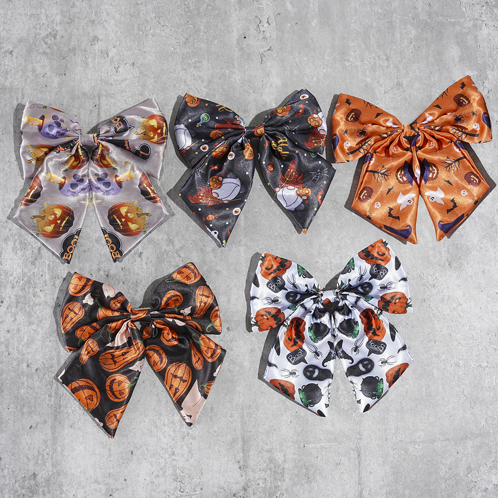 Halloween Print Satin Hair Bow Clip - view 3