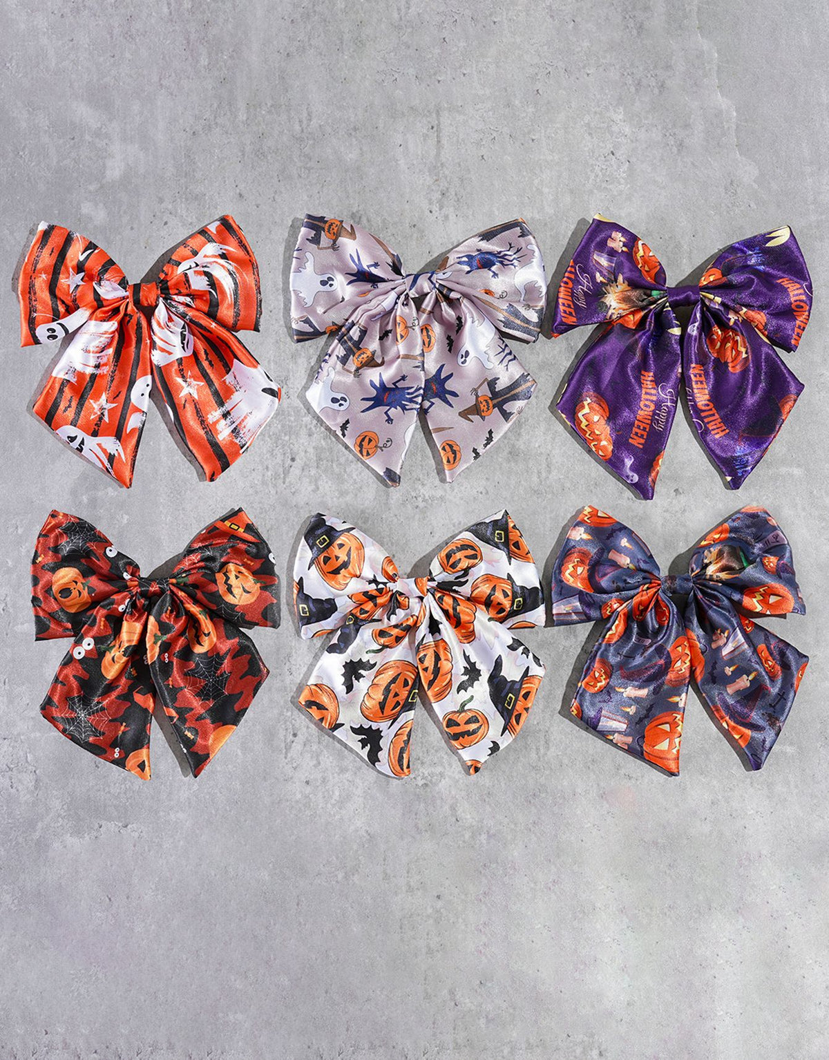 Halloween Print Satin Hair Bow Clip - view 4