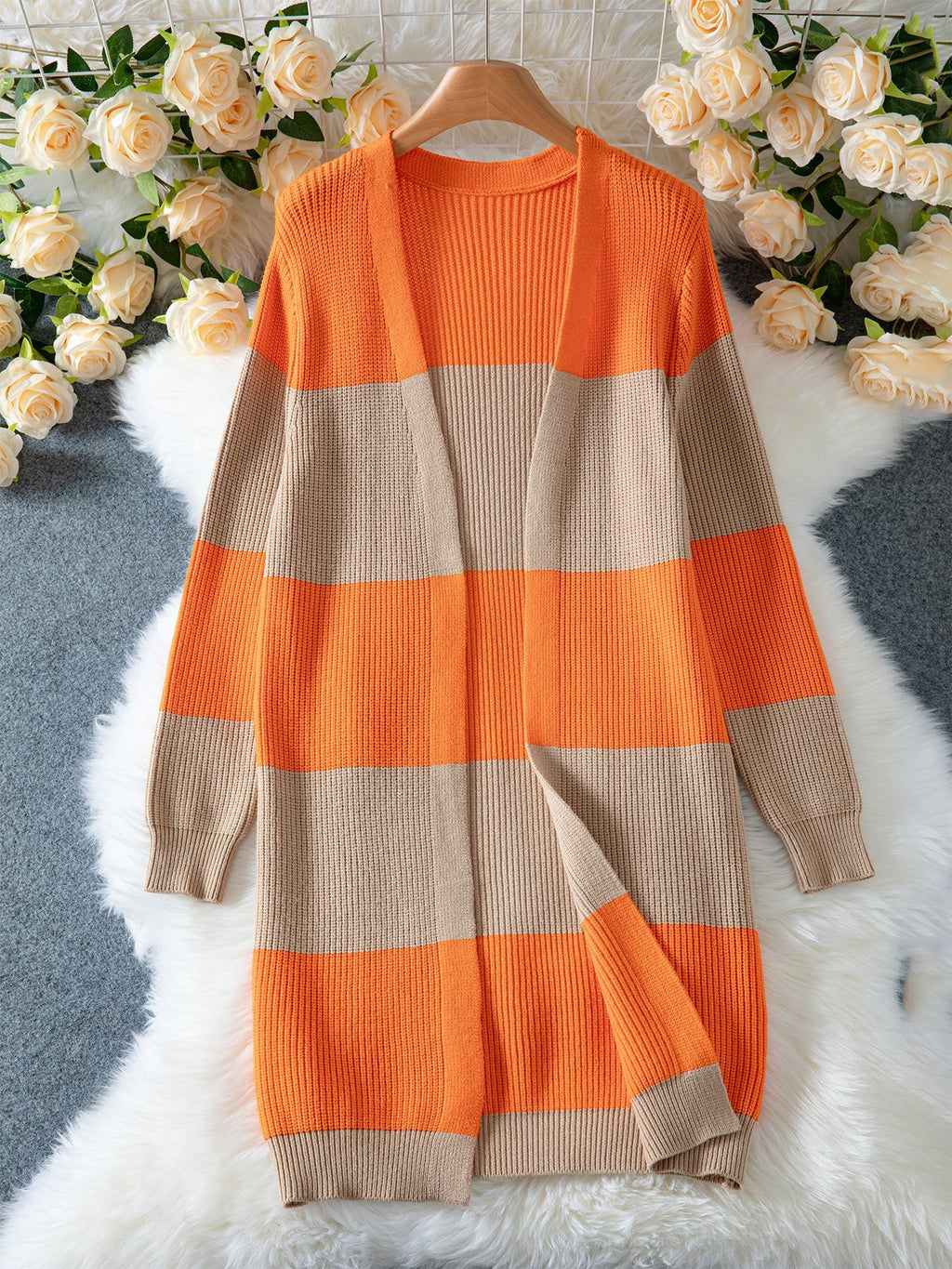 Wide Stripe Longline Open Front Cardigan - view 1
