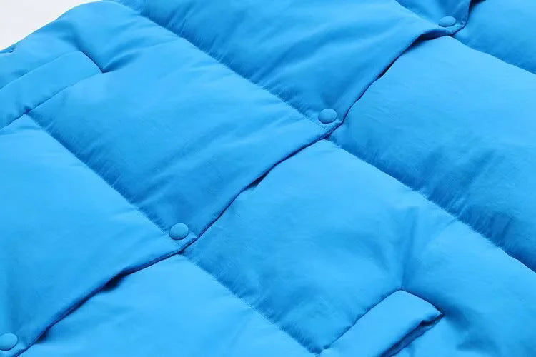 Quilted Snap Front Padded Gilet Vest - Blue - 2