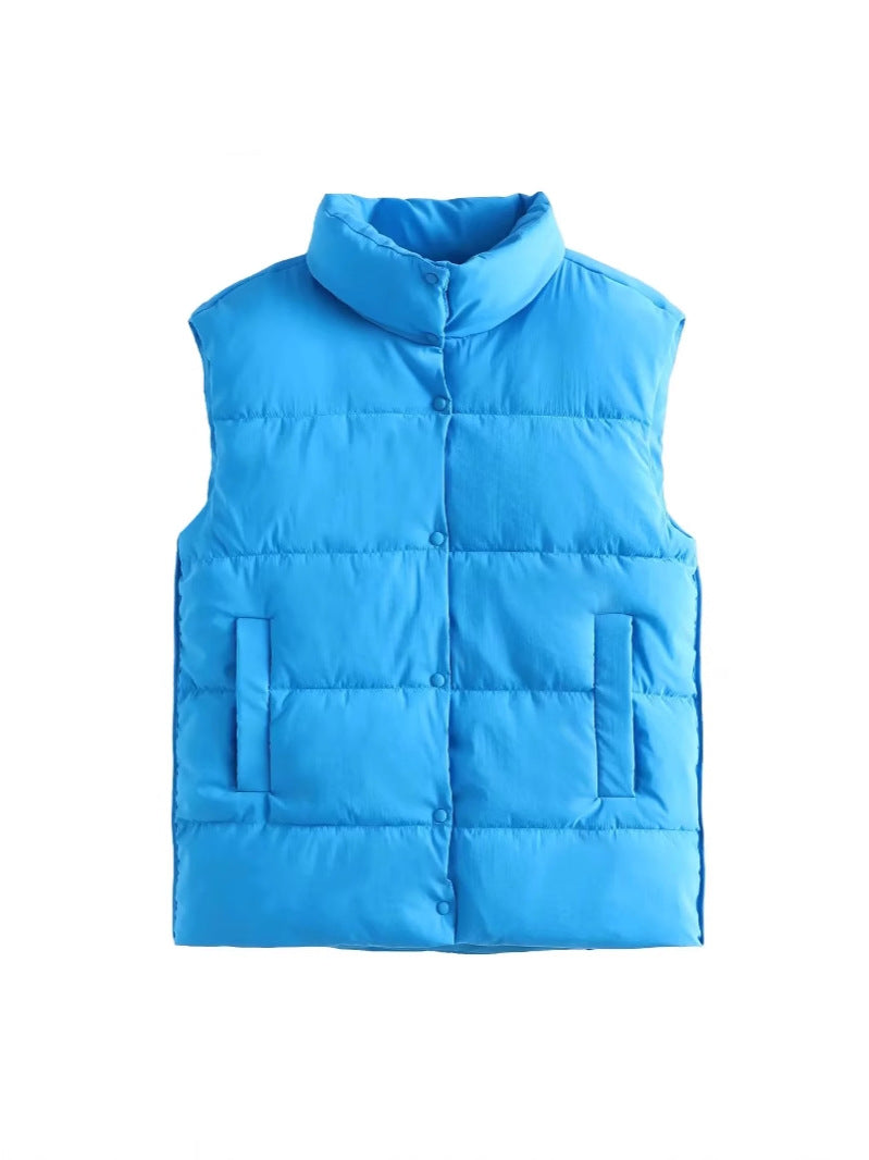 Quilted Snap Front Padded Gilet Vest