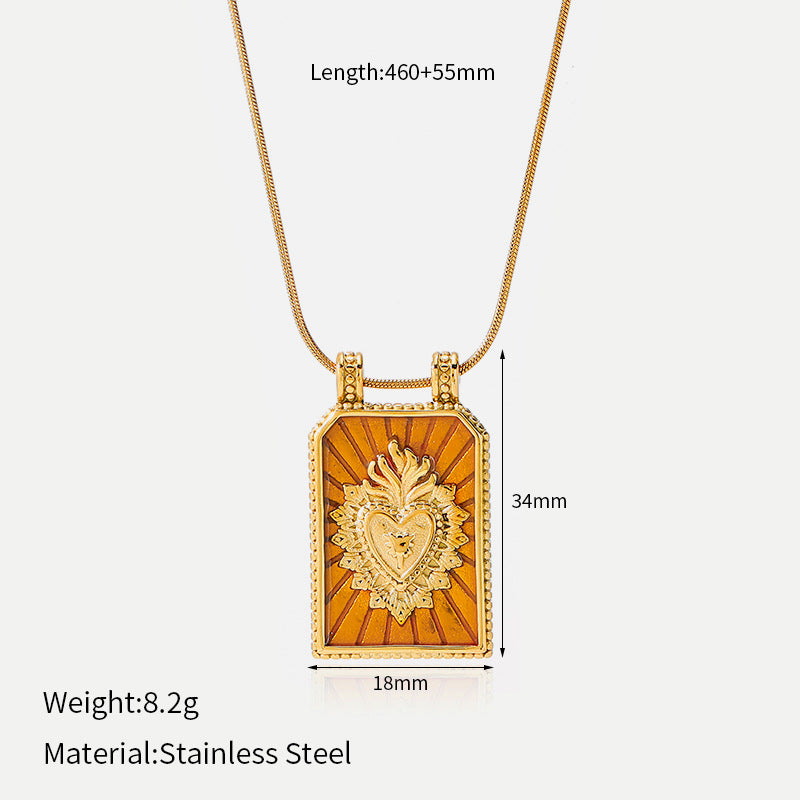 Evil Eye & Sacred Heart Enamel Charm Necklace - view 6
