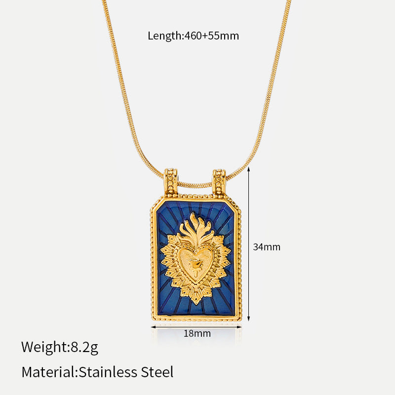 Evil Eye & Sacred Heart Enamel Charm Necklace - view 8