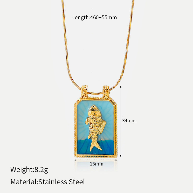 Evil Eye & Sacred Heart Enamel Charm Necklace - view 10