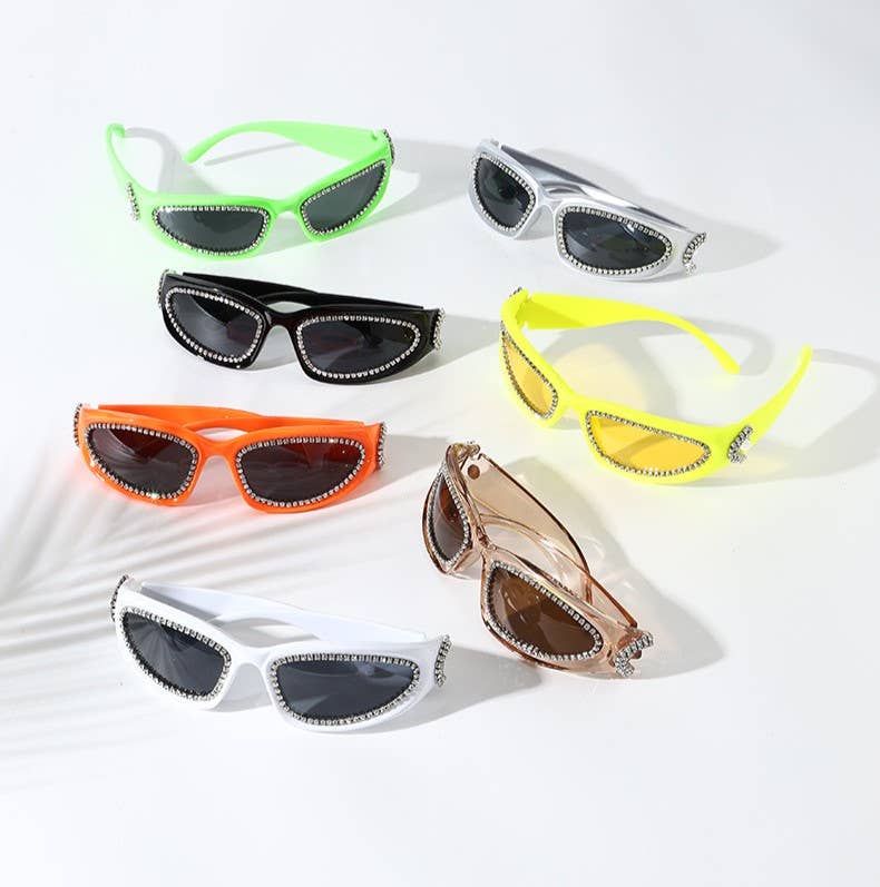 Rhinestone Wrap Around Sport Sunglasses