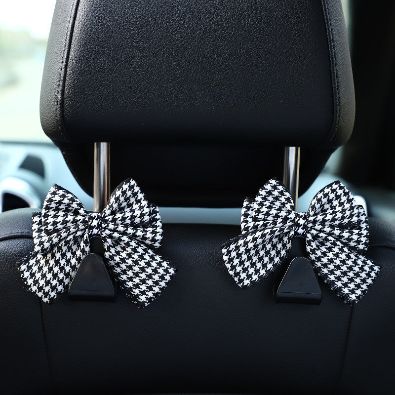 Patterned Bow Car Seat Headrest Hook - BHoundstooth - 1