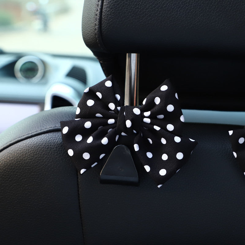 Patterned Bow Car Seat Headrest Hook - Dots_B