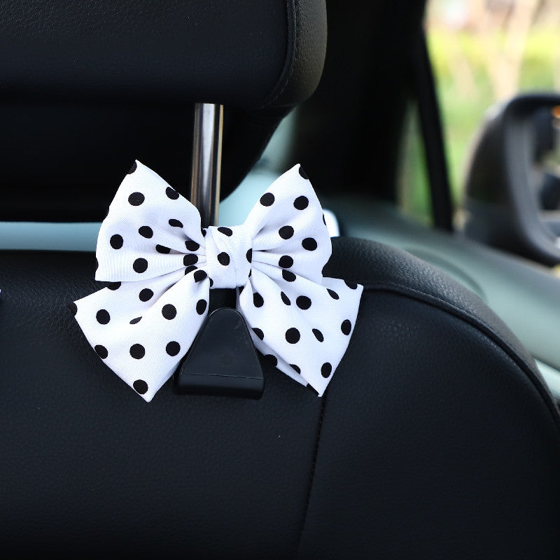 Patterned Bow Car Seat Headrest Hook - Dots_W
