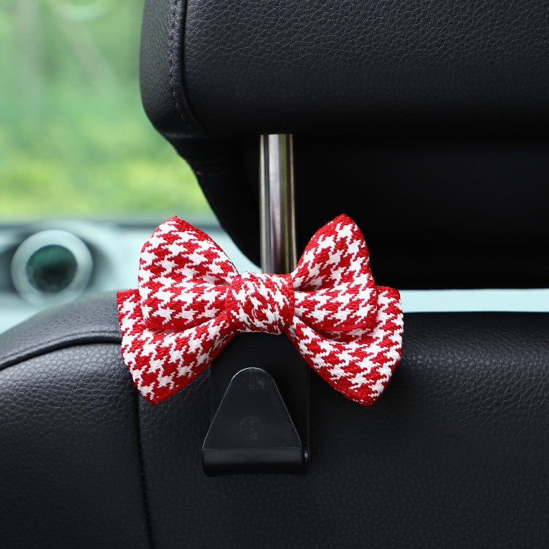 Patterned Bow Car Seat Headrest Hook - Houndstooth_R
