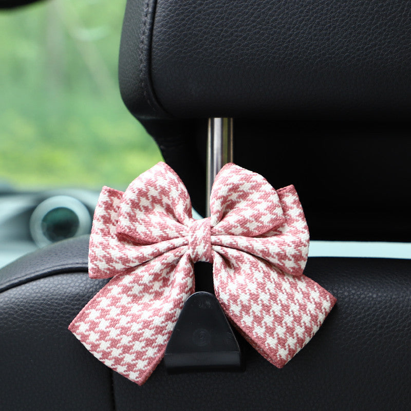 Patterned Bow Car Seat Headrest Hook - PHoundstooth