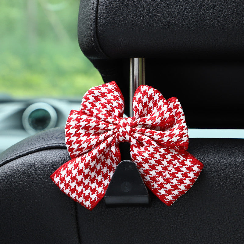 Patterned Bow Car Seat Headrest Hook - RHoundstooth