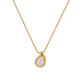 Teardrop Stone Pendant Snake Chain Necklace - Gold