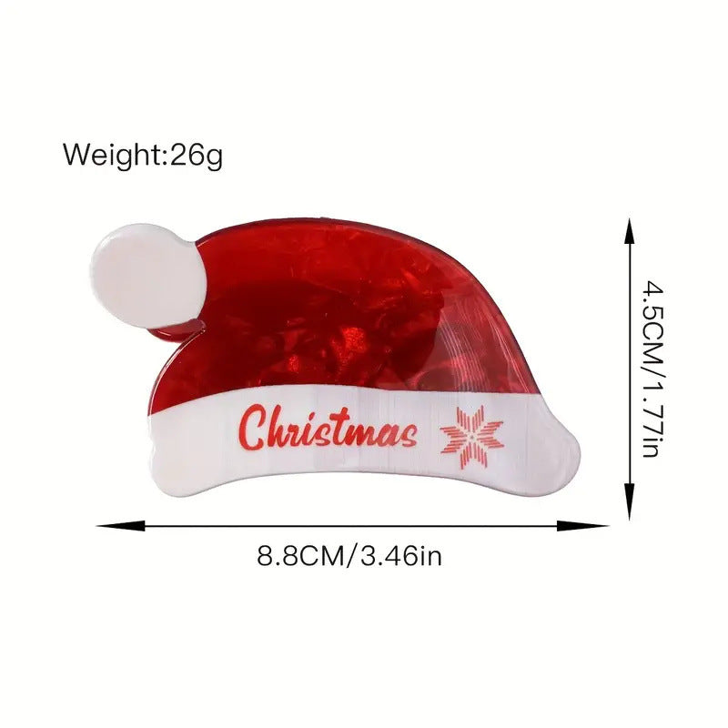 Santa Hat Shaped Mini Claw Clip - Green