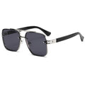 Rimless Double Bar Square Aviator Sunglasses - Silver