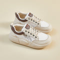 Mesh Panel Platform Lace-Up Sneakers - Brown Trim
