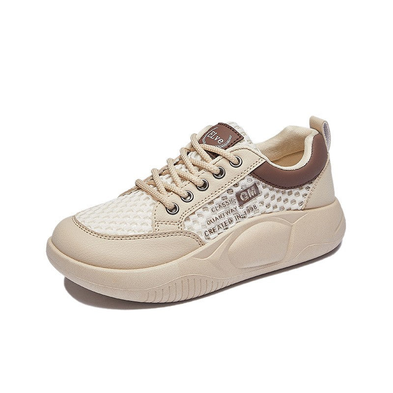 Mesh Panel Platform Lace-Up Sneakers