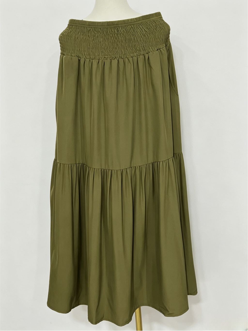 Boho Ditsy Floral Tiered Maxi Skirt - MGreen