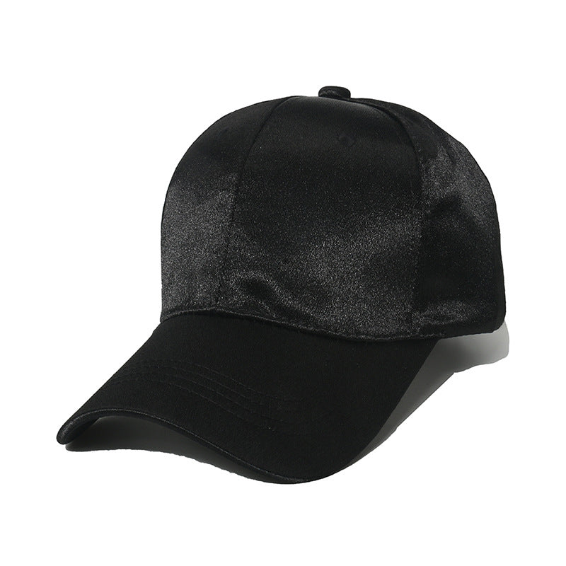 Satin Finish Six Panel Baseball Cap - Black