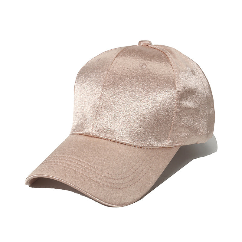 Satin Finish Six Panel Baseball Cap - Khaki