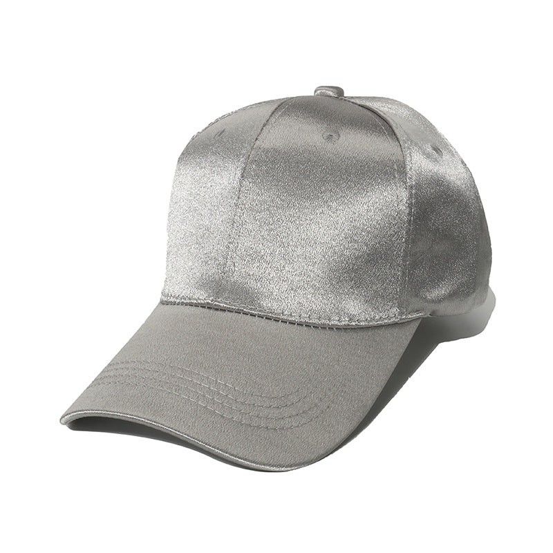 Satin Finish Six Panel Baseball Cap - Silvery
