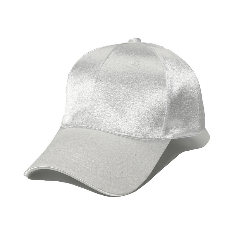 Satin Finish Six Panel Baseball Cap - White