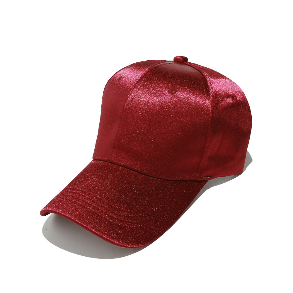 Satin Finish Six Panel Baseball Cap - Wine_red