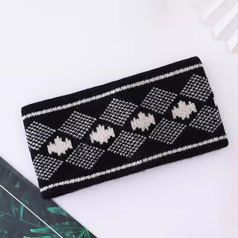 Nordic Snowflake Knit Ear Warmer Headband - Black02