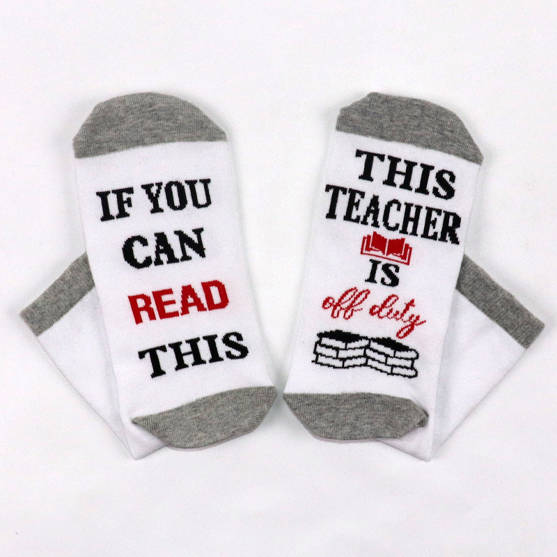 Teacher Slogan Sole Crew Socks - Grey_1