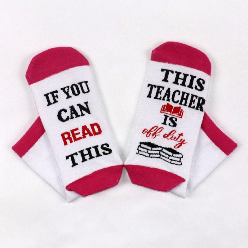 Teacher Slogan Sole Crew Socks - Rose