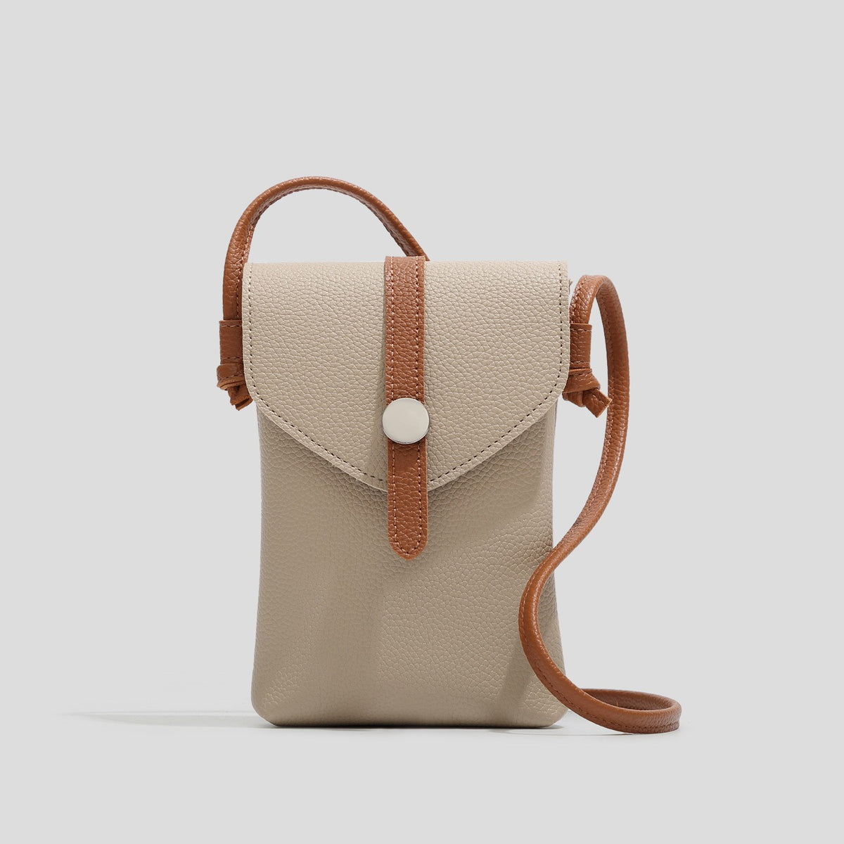 Minimalist Pebbled Phone Crossbody Bag - Taupe
