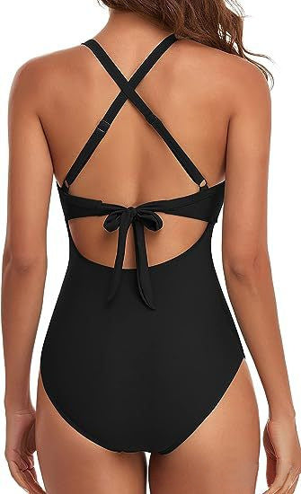 Twist Front Waist Cutout Swimsuit - Black - 1