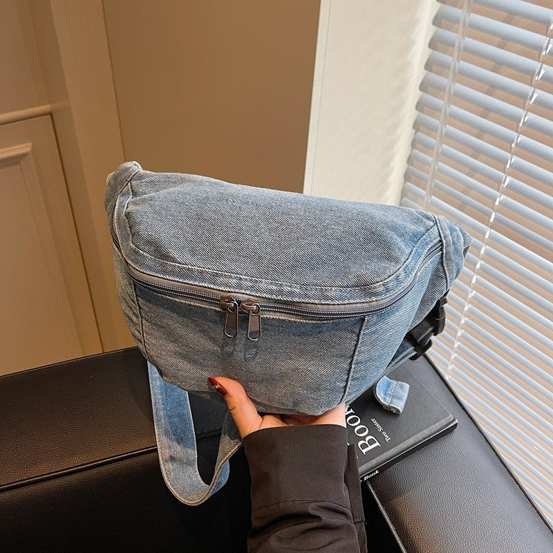 Washed Denim Sling Belt Bag