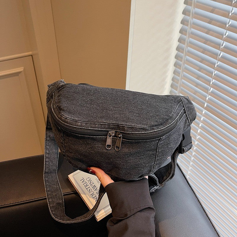 Washed Denim Sling Belt Bag