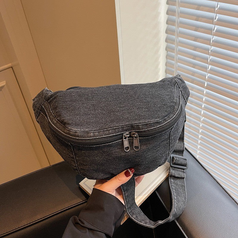 Washed Denim Sling Belt Bag