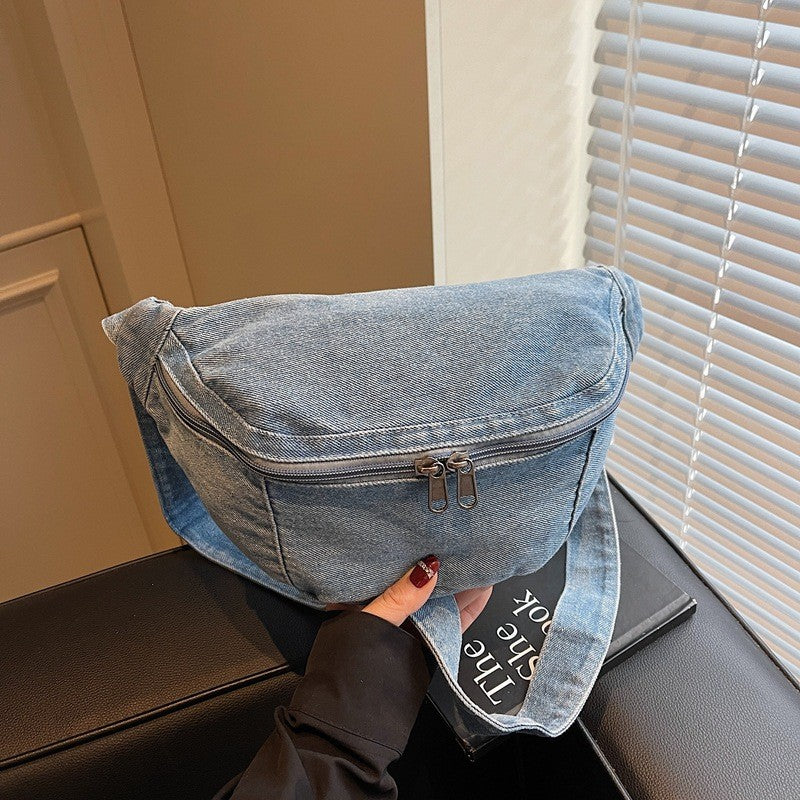 Washed Denim Sling Belt Bag