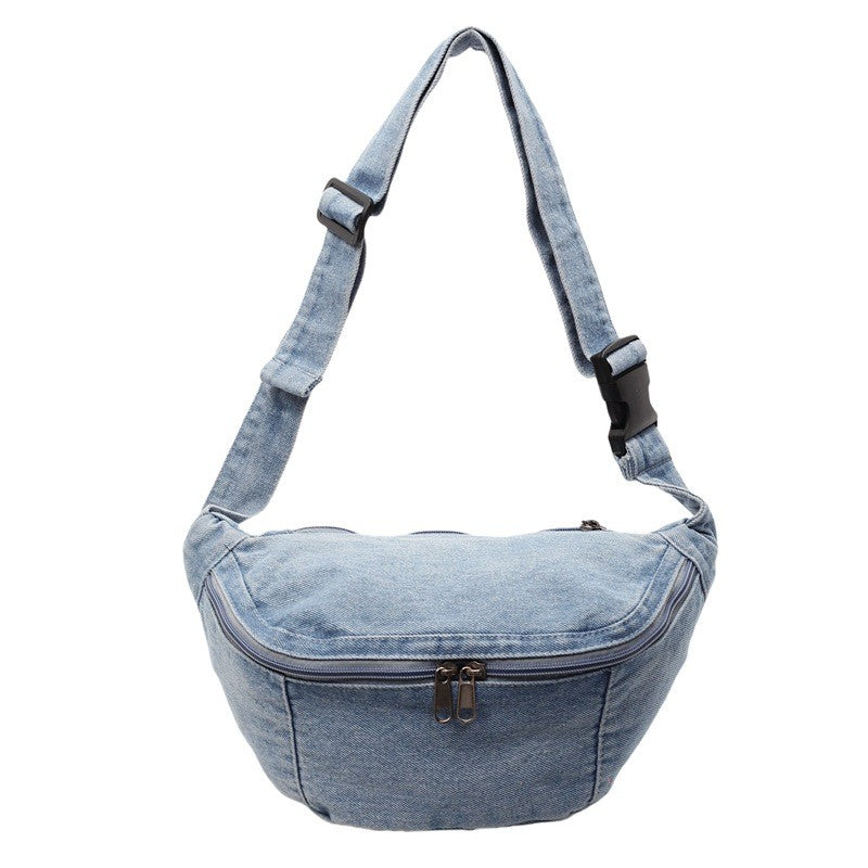 Washed Denim Sling Belt Bag