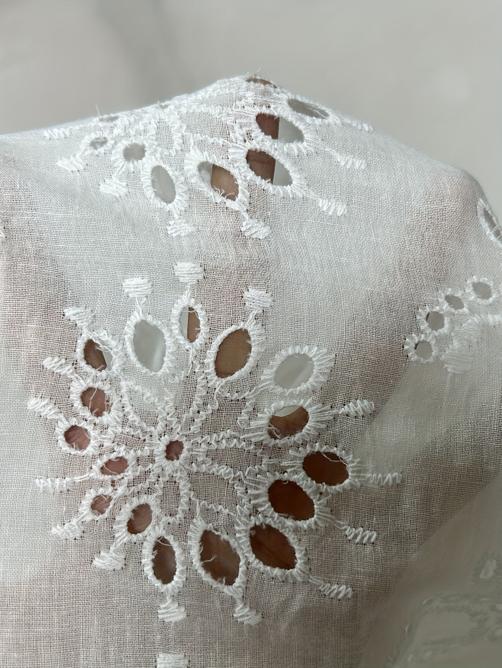 Eyelet Embroidered Button Down Shirt Dress - White - 2