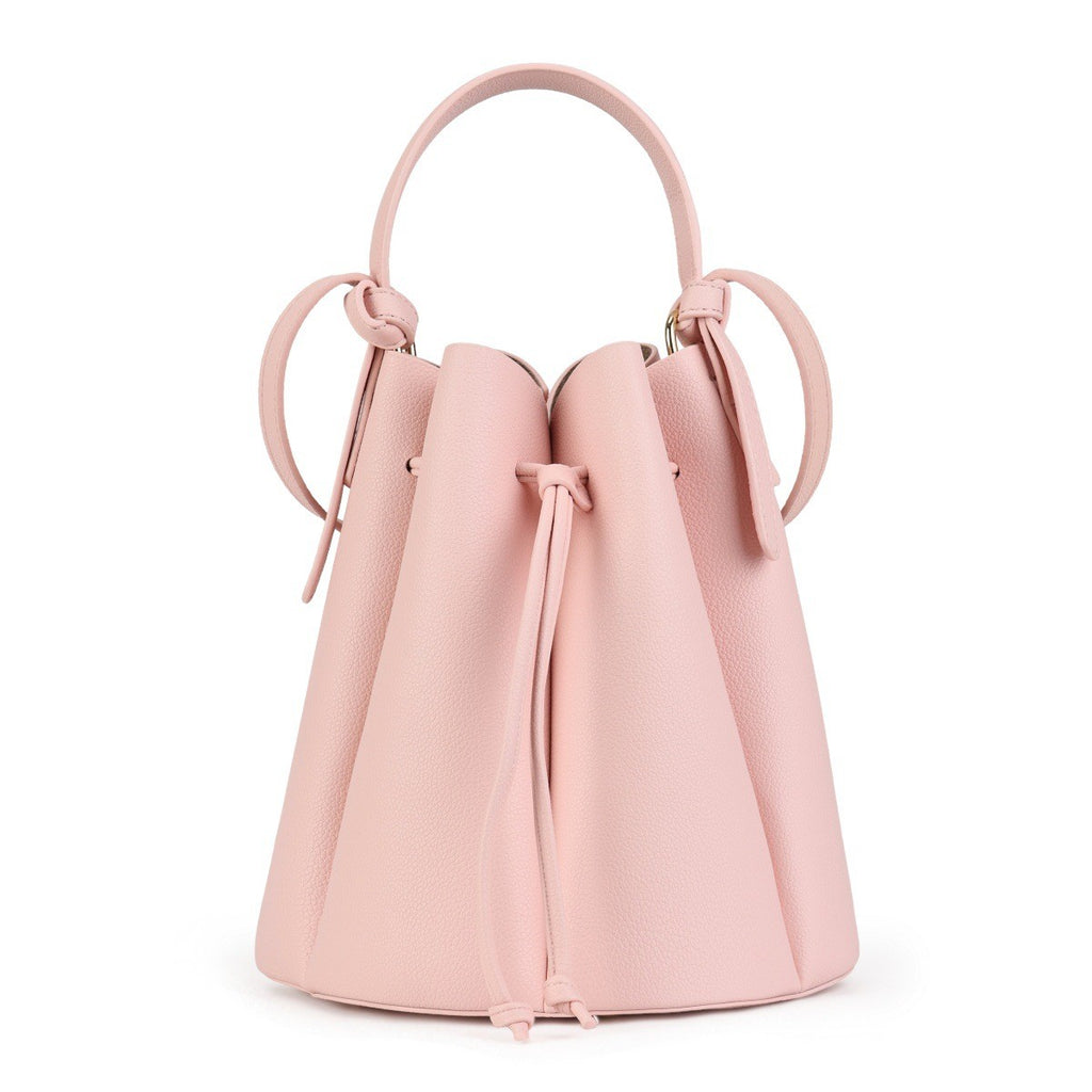 Petal Pleated Drawstring Bucket Bag - Blush Large