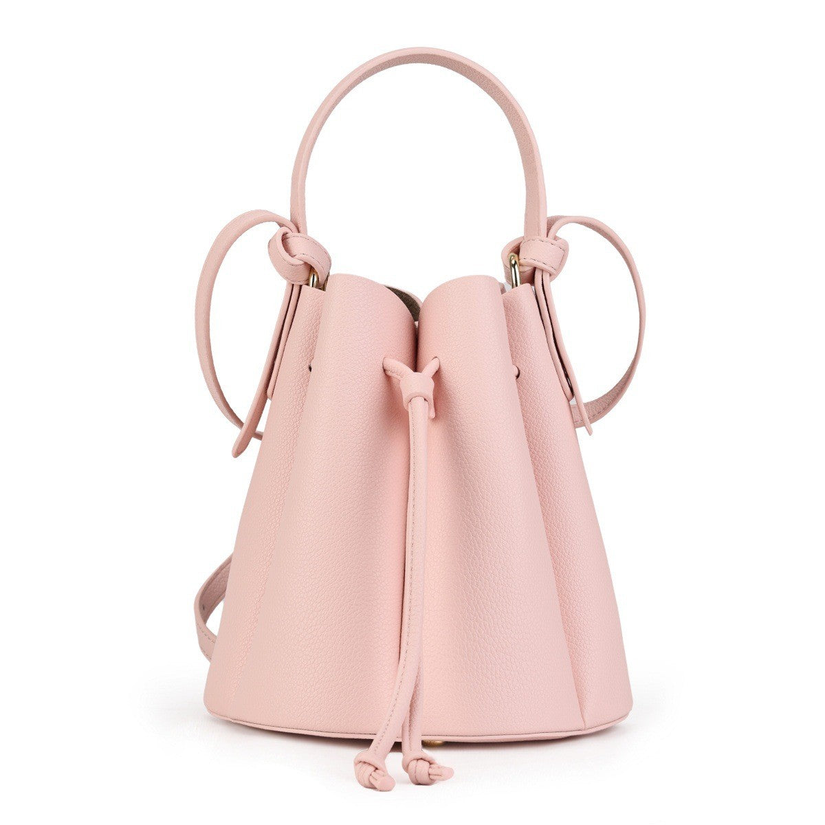 Petal Pleated Drawstring Bucket Bag - Blush Small